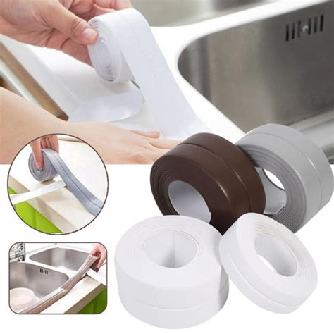 Bath & Kitchen Caulk Tape Sealant Strip, PVC Self Adhesive Tub。